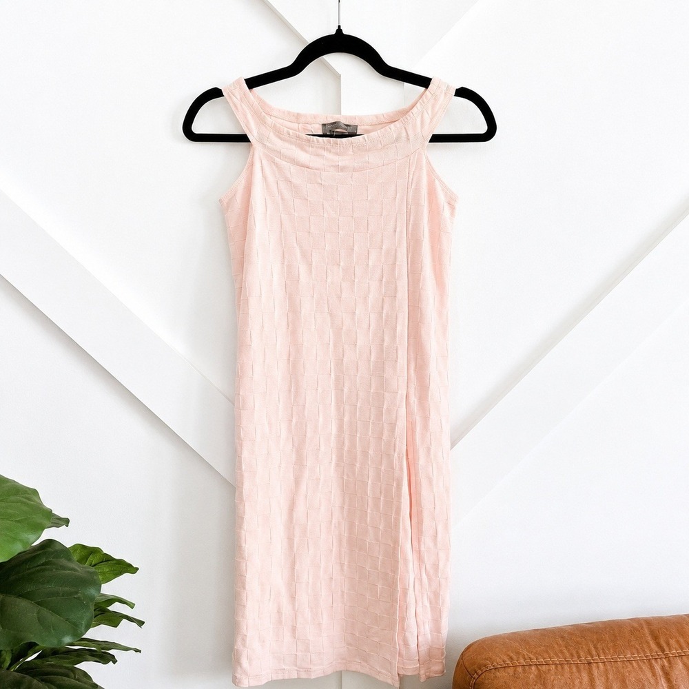Urban Outfitters Mini Dress Women Small Pink Textured Grid Sleeveless Slit